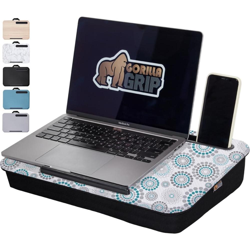 imageGORILLA GRIP Laptop Lap Desk with Phone Holder Pillow Cushion Desks Fit Laptops up to 156quot Gifts for Home Portable Travel Workstation Tray Ledge Keep Computers in Place Marble PatternSpiral