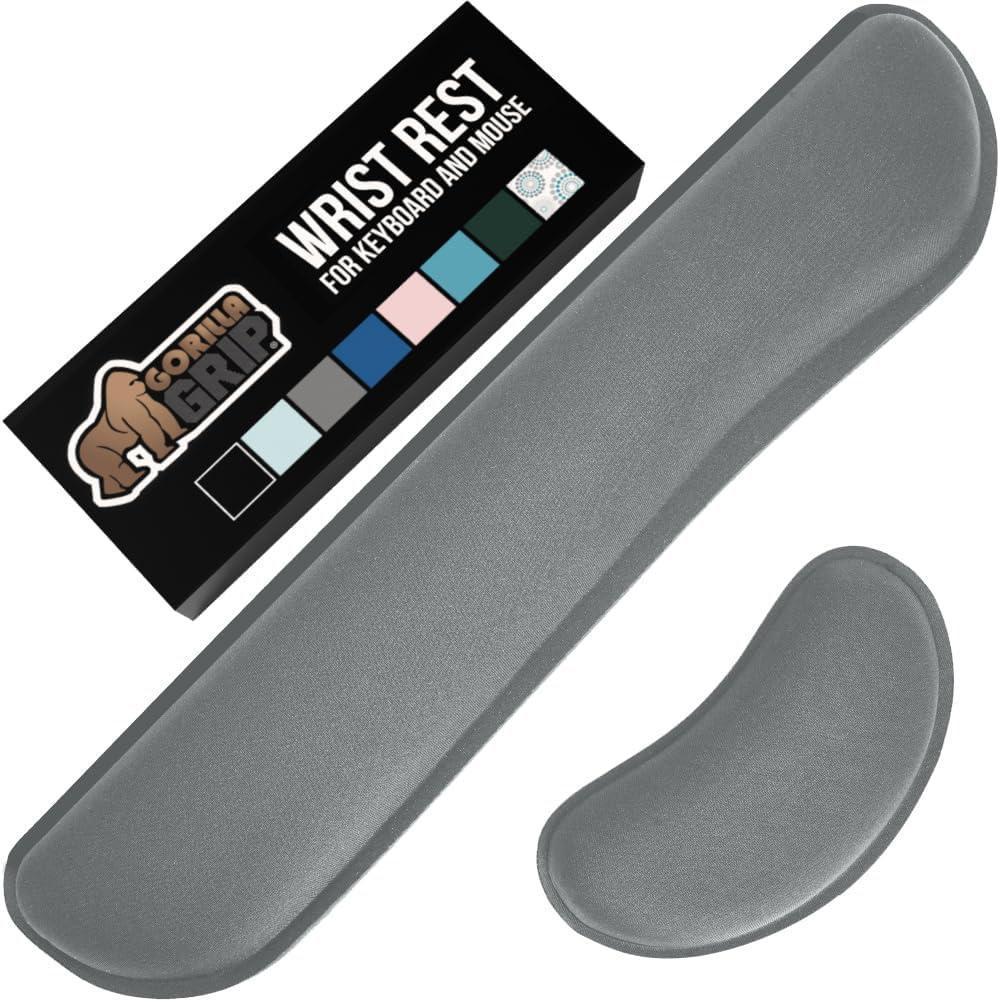 imageGORILLA GRIP Silky Gel Memory Foam Wrist Rest for Computer Keyboard Mouse Ergonomic Design for Typing Pain Relief Desk Pads Support Hand and Arm Mousepad Rests Stain Resistant 2 Piece Pad SpiralGray