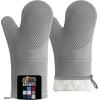 GORILLA GRIP BPA-Free Soft Silicone Oven Mitts, Heat Resistant and Waterproof Cooking Safety Gloves, Thick Cotton Lining, Flexible Gripping, Kitchen Potholders Set, for Grilling, BBQ, 12.5×8.3, Black(Gray)