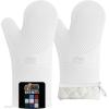 GORILLA GRIP BPA-Free Soft Silicone Oven Mitts, Heat Resistant and Waterproof Cooking Safety Gloves, Thick Cotton Lining, Flexible Gripping, Kitchen Potholders Set, for Grilling, BBQ, 12.5×8.3, Black(White)