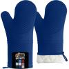 GORILLA GRIP BPA-Free Soft Silicone Oven Mitts, Heat Resistant and Waterproof Cooking Safety Gloves, Thick Cotton Lining, Flexible Gripping, Kitchen Potholders Set, for Grilling, BBQ, 12.5×8.3, Black(Blue)