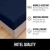 GORILLA GRIP Fitted Sheets, Stay in Place Twin Size Deep Pocket Bottom Bed Sheets for Mattress, Lightweight Microfiber Sábana, All Around Elastic, Oeko-Tex, Wrinkle and Shrink Resistant, Cream(Navy)