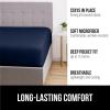 GORILLA GRIP Fitted Sheets, Stay in Place Twin Size Deep Pocket Bottom Bed Sheets for Mattress, Lightweight Microfiber Sábana, All Around Elastic, Oeko-Tex, Wrinkle and Shrink Resistant, Cream(Navy)