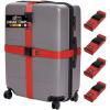 GORILLA GRIP Heavy Duty 4 Pack Adjustable Luggage Straps for Suitcases, Easy to Identify Travel Belt Connector Holds Suitcase Together, Extends Life of Bag, Strap Connects Two Bags, Accessories Blue(Red)