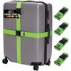 GORILLA GRIP Heavy Duty 4 Pack Adjustable Luggage Straps for Suitcases, Easy to Identify Travel Belt Connector Holds Suitcase Together, Extends Life of Bag, Strap Connects Two Bags, Accessories Blue(Green)