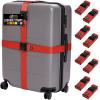 GORILLA GRIP Heavy Duty 4 Pack Adjustable Luggage Straps for Suitcases, Easy to Identify Travel Belt Connector Holds Suitcase Together, Extends Life of Bag, Strap Connects Two Bags, Accessories Blue(Red)