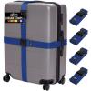 GORILLA GRIP Heavy Duty 4 Pack Adjustable Luggage Straps for Suitcases, Easy to Identify Travel Belt Connector Holds Suitcase Together, Extends Life of Bag, Strap Connects Two Bags, Accessories Blue(Blue)
