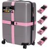 GORILLA GRIP Heavy Duty 4 Pack Adjustable Luggage Straps for Suitcases, Easy to Identify Travel Belt Connector Holds Suitcase Together, Extends Life of Bag, Strap Connects Two Bags, Accessories Blue(Pink)