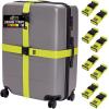 GORILLA GRIP Heavy Duty 4 Pack Adjustable Luggage Straps for Suitcases, Easy to Identify Travel Belt Connector Holds Suitcase Together, Extends Life of Bag, Strap Connects Two Bags, Accessories Blue(Yellow)