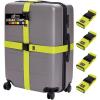 GORILLA GRIP Heavy Duty 4 Pack Adjustable Luggage Straps for Suitcases, Easy to Identify Travel Belt Connector Holds Suitcase Together, Extends Life of Bag, Strap Connects Two Bags, Accessories Blue(Yellow)