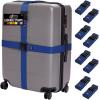 GORILLA GRIP Heavy Duty 4 Pack Adjustable Luggage Straps for Suitcases, Easy to Identify Travel Belt Connector Holds Suitcase Together, Extends Life of Bag, Strap Connects Two Bags, Accessories Blue(Blue)