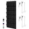 GORILLA GRIP Over the Door Shoe Organizer, 24 Large Breathable Mesh Pockets, Space Saving Hanging Storage Holder, Closet Rack Hanger Holds Up to 40 lbs, Hangs on Closets for Shoes, Accessories, Black(Black)