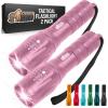 GORILLA GRIP Powerful LED Tactical Flashlight, 750 FT High Lumens 5 Adjustable Modes, Water Resistant, Ultra Bright Zoom, Stocking Stuffers, White Elephant Holiday Gifts, Dog Walking, Turquoise(Pink)