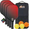 Gorilla Gear USAPA Approved Pickleball Starter Set, Fiberglass Paddles with Bag and Balls, Indoor Outdoor Court Use, Comfortable Racket Grip, Oversized Sweet Spot Pickle Ball Paddle for Men, Women(Red)
