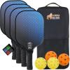 Gorilla Gear USAPA Approved Pickleball Starter Set, Fiberglass Paddles with Bag and Balls, Indoor Outdoor Court Use, Comfortable Racket Grip, Oversized Sweet Spot Pickle Ball Paddle for Men, Women(Blue)