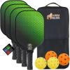 Gorilla Gear USAPA Approved Pickleball Starter Set, Fiberglass Paddles with Bag and Balls, Indoor Outdoor Court Use, Comfortable Racket Grip, Oversized Sweet Spot Pickle Ball Paddle for Men, Women(Green)