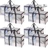 RUGGED RHINO Heavy Duty Extra Large Blue Moving Bags, Durable Bag with Strong Handles and Zipper, Moving Boxes Alternative for College Packing, Holiday Décor, Space Saving Storage with Label, 2 Pack(Translucent)