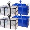 RUGGED RHINO Heavy Duty Extra Large Blue Moving Bags, Durable Bag with Strong Handles and Zipper, Moving Boxes Alternative for College Packing, Holiday Décor, Space Saving Storage with Label, 2 Pack(Translucent/Blue)