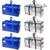 RUGGED RHINO Heavy Duty Extra Large Blue Moving Bags, Durable Bag with Strong Handles and Zipper, Moving Boxes Alternative for College Packing, Holiday Décor, Space Saving Storage with Label, 2 Pack(Translucent/Blue)