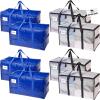 RUGGED RHINO Heavy Duty Extra Large Blue Moving Bags, Durable Bag with Strong Handles and Zipper, Moving Boxes Alternative for College Packing, Holiday Décor, Space Saving Storage with Label, 2 Pack(Translucent/Blue)