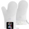 GORILLA GRIP BPA-Free Soft Silicone Oven Mitts, Heat Resistant and Waterproof Cooking Safety Gloves, Thick Cotton Lining, Flexible Gripping, Kitchen Potholders Set, for Grilling, BBQ, 12.5×8.3, Black(White)