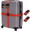 GORILLA GRIP Heavy Duty 4 Pack Adjustable Luggage Straps for Suitcases, Easy to Identify Travel Belt Connector Holds Suitcase Together, Extends Life of Bag, Strap Connects Two Bags, Accessories Blue(Red)