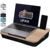 GORILLA GRIP Laptop Lap Desk with Phone Holder, Pillow Cushion Desks Fit Laptops up to 15.6″, Gifts for Home, Portable Travel Workstation, Tray Ledge Keep Computers in Place, Marble Pattern(Light Wood)