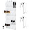 GORILLA GRIP Over the Door Shoe Organizer, 24 Large Breathable Mesh Pockets, Space Saving Hanging Storage Holder, Closet Rack Hanger Holds Up to 40 lbs, Hangs on Closets for Shoes, Accessories, Black(White)