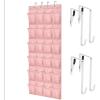GORILLA GRIP Over the Door Shoe Organizer, 24 Large Breathable Mesh Pockets, Space Saving Hanging Storage Holder, Closet Rack Hanger Holds Up to 40 lbs, Hangs on Closets for Shoes, Accessories, Black(Light Pink)