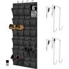 GORILLA GRIP Over the Door Shoe Organizer, 24 Large Breathable Mesh Pockets, Space Saving Hanging Storage Holder, Closet Rack Hanger Holds Up to 40 lbs, Hangs on Closets for Shoes, Accessories, Black(Black)