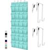 GORILLA GRIP Over the Door Shoe Organizer, 24 Large Breathable Mesh Pockets, Space Saving Hanging Storage Holder, Closet Rack Hanger Holds Up to 40 lbs, Hangs on Closets for Shoes, Accessories, Black(Turquoise)
