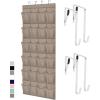GORILLA GRIP Over the Door Shoe Organizer, 24 Large Breathable Mesh Pockets, Space Saving Hanging Storage Holder, Closet Rack Hanger Holds Up to 40 lbs, Hangs on Closets for Shoes, Accessories, Black(Beige)