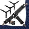 GORILLA GRIP Patent Pending Bed Sheet Holders, Adjustable Elastic Fasteners with Metal Clips, Keep in Place Fitted Bedding Straps, Firm Tight Suspenders for Mattress, US Designed, 4 Pack White(Black)