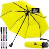 GORILLA GRIP Strong Windproof Stick Compact Umbrella for Rain, One-Click Automatic Open and Close, Durable Quick Dry Waterproof Material, Lightweight and Portable, Travel Size Fits Backpack, Rainbow(Yellow)