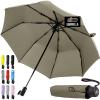 imageGORILLA GRIP Strong Windproof Stick Compact Umbrella for Rain OneClick Automatic Open and Close Durable Quick Dry Waterproof Material Lightweight and Portable Travel Size Fits Backpack RainbowBeige