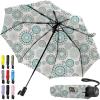 GORILLA GRIP Strong Windproof Stick Compact Umbrella for Rain, One-Click Automatic Open and Close, Durable Quick Dry Waterproof Material, Lightweight and Portable, Travel Size Fits Backpack, Rainbow(Spiral)