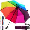 GORILLA GRIP Strong Windproof Stick Compact Umbrella for Rain, One-Click Automatic Open and Close, Durable Quick Dry Waterproof Material, Lightweight and Portable, Travel Size Fits Backpack, Rainbow(Rainbow)