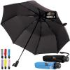 GORILLA GRIP Strong Windproof Stick Compact Umbrella for Rain, One-Click Automatic Open and Close, Durable Quick Dry Waterproof Material, Lightweight and Portable, Travel Size Fits Backpack, Rainbow(Black + Sky Blue Clouds)