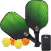 Gorilla Gear USAPA Approved Pickleball Starter Set, Fiberglass Paddles with Bag and Balls, Indoor Outdoor Court Use, Comfortable Racket Grip, Oversized Sweet Spot Pickle Ball Paddle for Men, Women(Green)