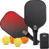 Gorilla Gear USAPA Approved Pickleball Starter Set, Fiberglass Paddles with Bag and Balls, Indoor Outdoor Court Use, Comfortable Racket Grip, Oversized Sweet Spot Pickle Ball Paddle for Men, Women(Black/Red)