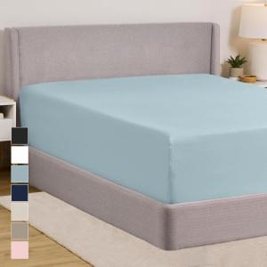 GORILLA GRIP Fitted Sheets, Stay in Place Twin Size Deep Pocket Bottom Bed Sheets for Mattress, Lightweight Microfiber Sábana, All Around Elastic, Oeko-Tex, Wrinkle and Shrink Resistant, Cream(Sea Blue)