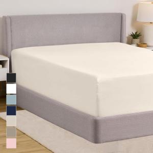 GORILLA GRIP Fitted Sheets, Stay in Place Twin Size Deep Pocket Bottom Bed Sheets for Mattress, Lightweight Microfiber Sábana, All Around Elastic, Oeko-Tex, Wrinkle and Shrink Resistant, Cream(Cream)