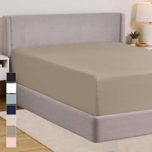 GORILLA GRIP Fitted Sheets, Stay in Place Twin Size Deep Pocket Bottom Bed Sheets for Mattress, Lightweight Microfiber Sábana, All Around Elastic, Oeko-Tex, Wrinkle and Shrink Resistant, Cream(Taupe)
