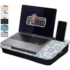 GORILLA GRIP Laptop Lap Desk with Phone Holder, Pillow Cushion Desks Fit Laptops up to 15.6″, Gifts for Home, Portable Travel Workstation, Tray Ledge Keep Computers in Place, Marble Pattern(Spiral)