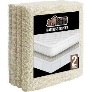 GORILLA GRIP Non Slip Mattress Gripper, Prevents Mattresses from Sliding and Holds Bed in Place, Pad Grips Beds, Sofa, Couch, Chair Cushions and Helps Keep Topper from Slipping, Easy Trim Pads Twin XL(2)