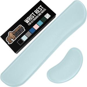 GORILLA GRIP Silky Gel Memory Foam Wrist Rest for Computer Keyboard, Mouse, Ergonomic Design for Typing Pain Relief, Desk Pads Support Hand and Arm, Mousepad Rests, Stain Resistant, 2 Piece Pad Spiral(Sky Blue)