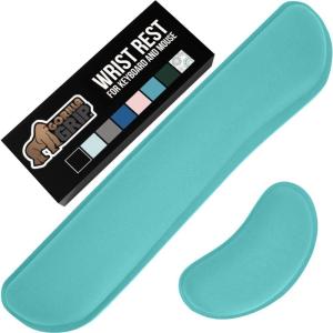 GORILLA GRIP Silky Gel Memory Foam Wrist Rest for Computer Keyboard, Mouse, Ergonomic Design for Typing Pain Relief, Desk Pads Support Hand and Arm, Mousepad Rests, Stain Resistant, 2 Piece Pad Spiral(Turquoise)