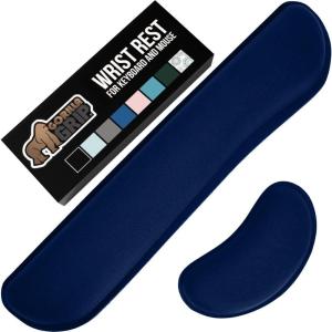 GORILLA GRIP Silky Gel Memory Foam Wrist Rest for Computer Keyboard, Mouse, Ergonomic Design for Typing Pain Relief, Desk Pads Support Hand and Arm, Mousepad Rests, Stain Resistant, 2 Piece Pad Spiral(Navy Blue)