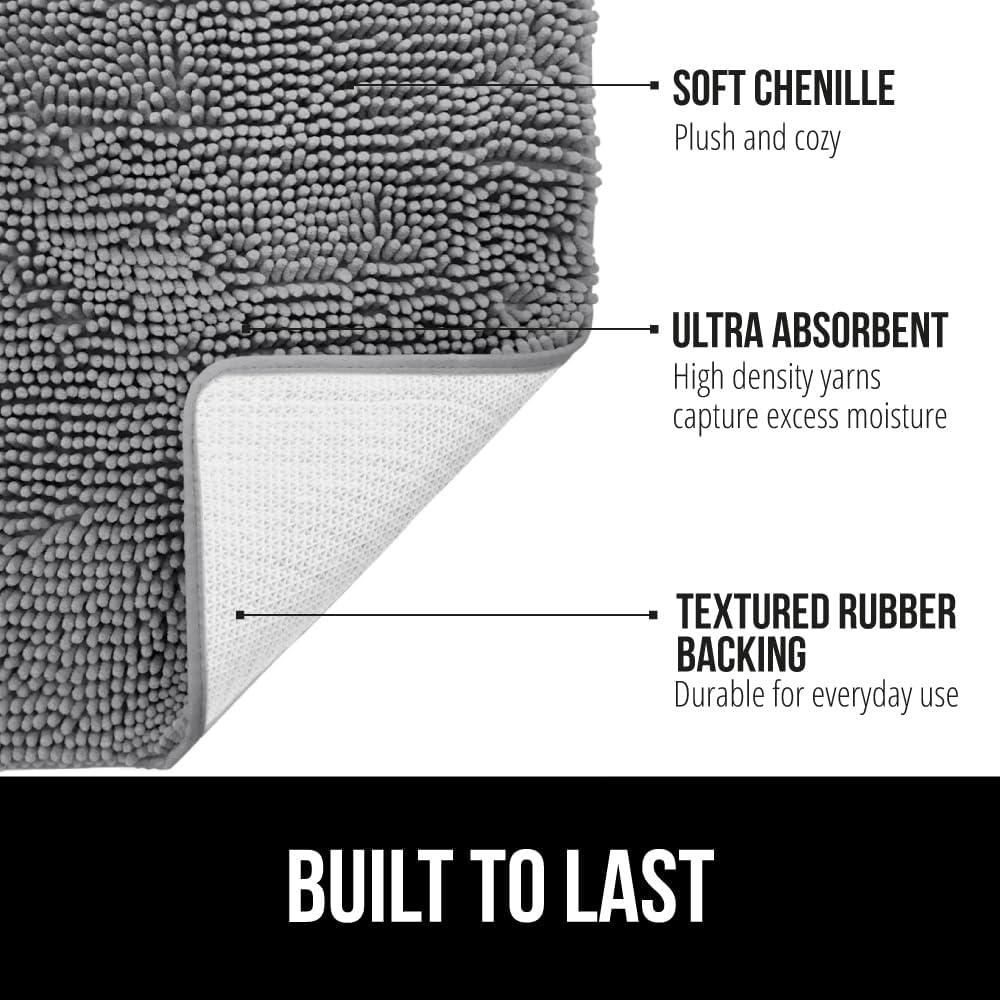 imageGORILLA GRIP Bath Rug Mat 36x24 Thick Absorbent Chenille Quick Dry Microfiber Mats Rubber Backing Washable Shower Floor Rugs Bathmat Runner US Designed Bathroom Home Decor Accessories Gray BeigeGrey