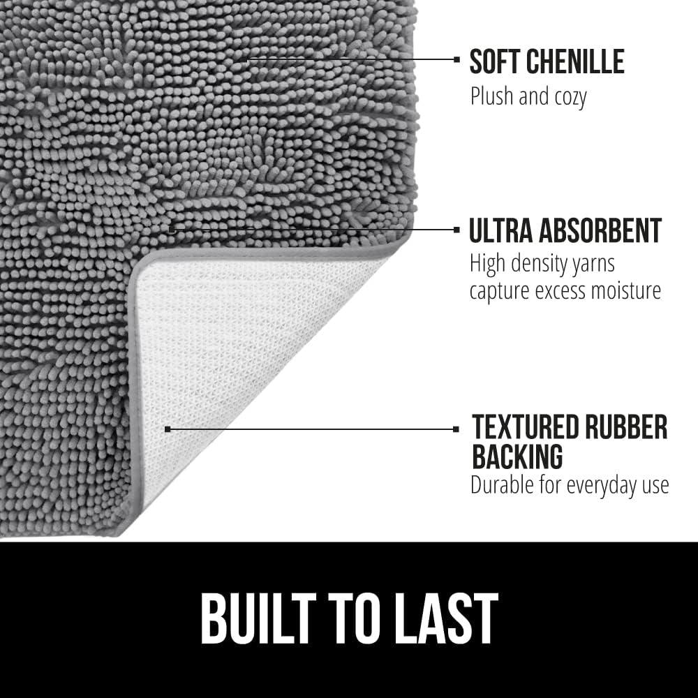 imageGORILLA GRIP Bath Rug Mat 36x24 Thick Absorbent Chenille Quick Dry Microfiber Mats Rubber Backing Washable Shower Floor Rugs Bathmat Runner US Designed Bathroom Home Decor Accessories Gray BeigeGrey